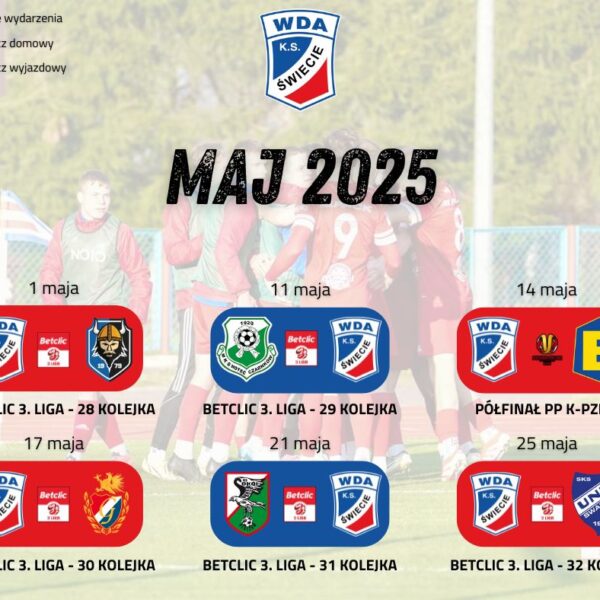 Maj 2025 – terminarz spotkań